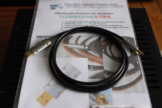 RRossaudio Premium-DC-Kabel USB Typ A auf 2,1 / 2,5mm (NEU)